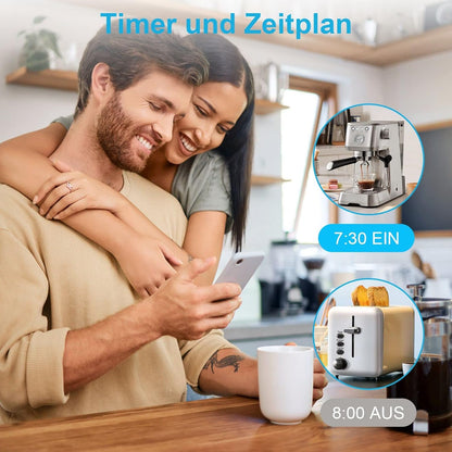 Priză Inteligentă Wi‑Fi 16A cu Măsurare Consum – Compatibilă Alexa, Google Home & SmartThings | Control de la Distanță, Programare, Automatizări | Set 2 Bucăți – EIGHTREE