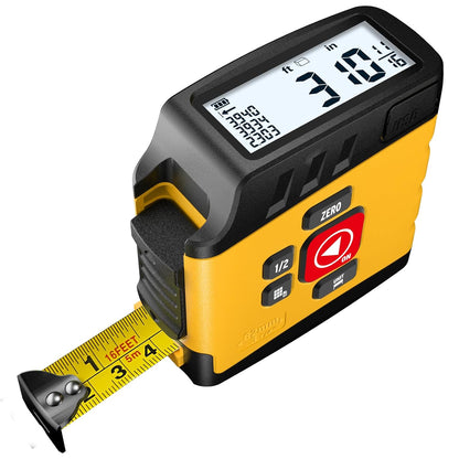 Ruletă Digitală 2‑în‑1 ACPOTEL DT20, 5 m, Afișaj LCD, Reîncărcabilă, Măsurare Arie & Volum