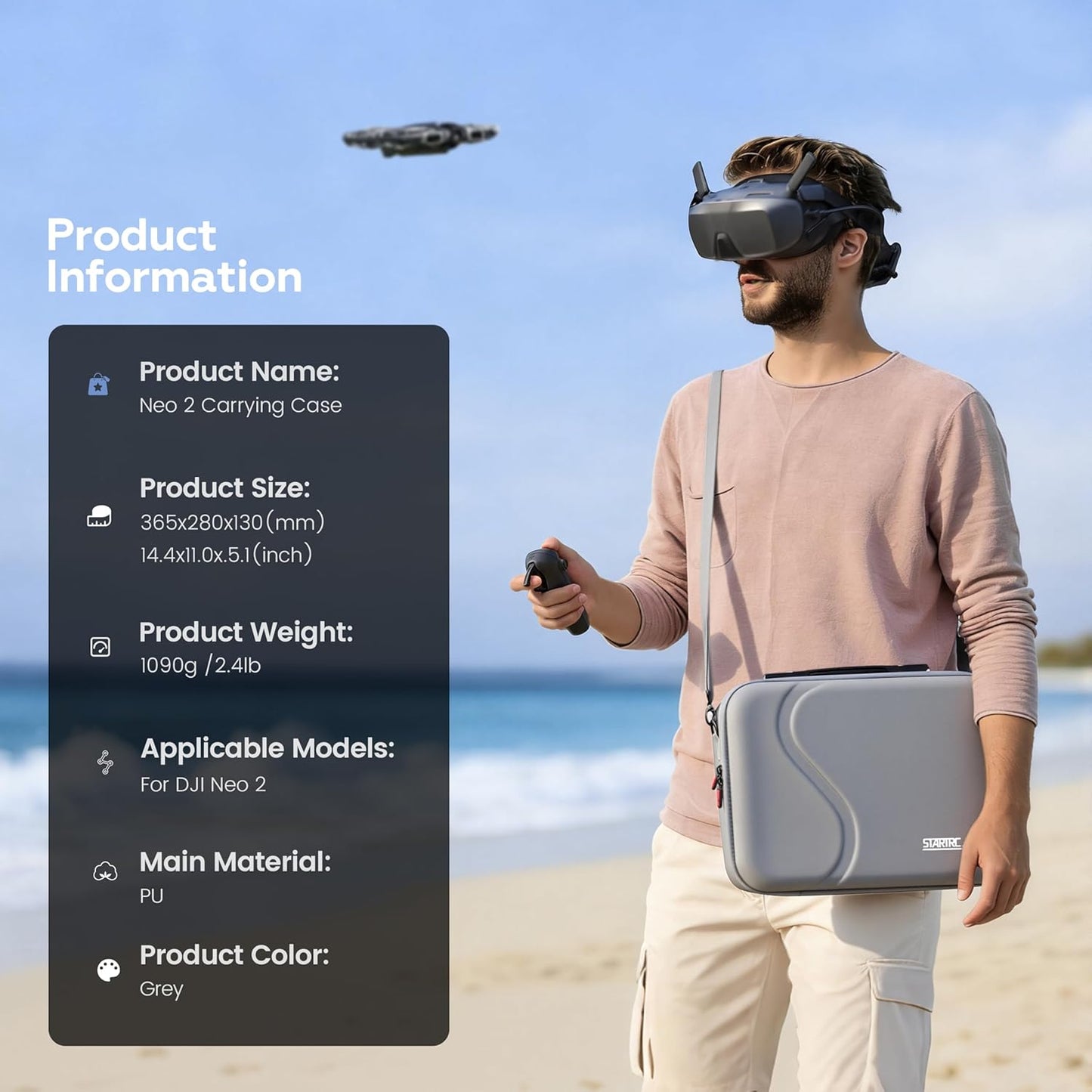STARTRC Geantă de Transport pentru DJI Neo 2 / Goggles N3 / RC Motion 3 – Capacitate Mare, Protecție Premium, Design Portabil
