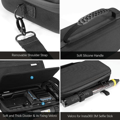 Geantă de Transport AMAZEAR pentru Insta360 X5 / X4 / X3 – Capacitate Mare, Protecție Premium, Design Waterproof