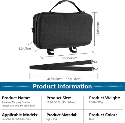 Geantă de Transport AMAZEAR pentru Insta360 X5 / X4 / X3 – Capacitate Mare, Protecție Premium, Design Waterproof