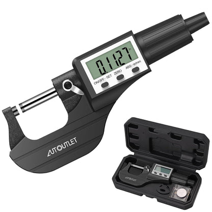 📏 Micrometru Digital AUTOUTLET 0–25mm, 0.001mm, LCD, Cap Oțel Inoxidabil, Mecanism Clichet