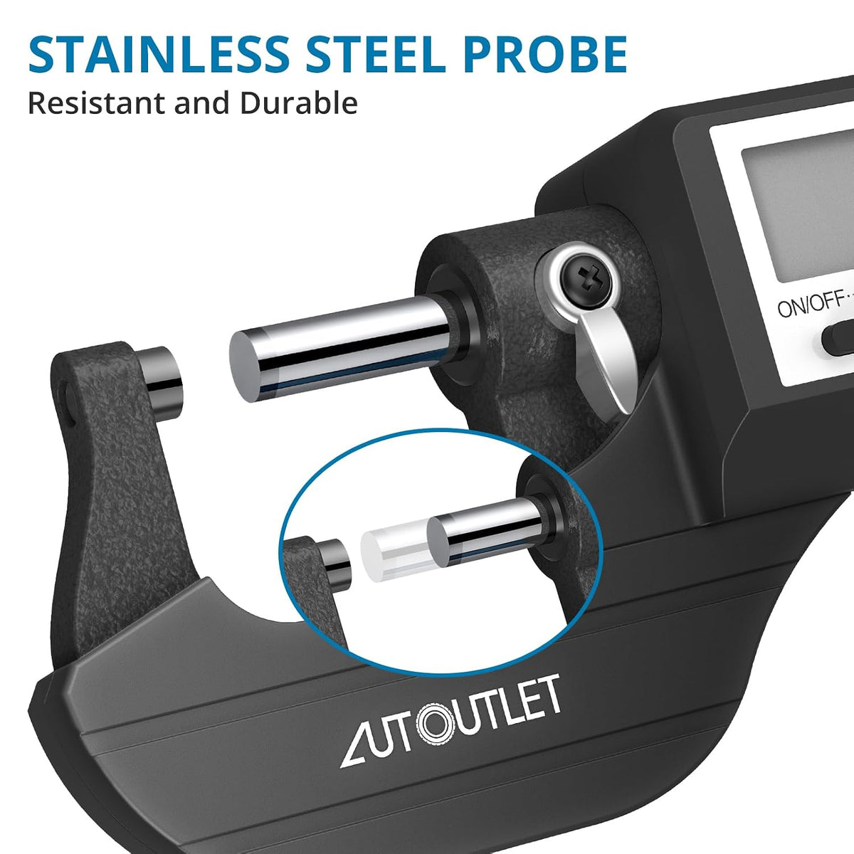 📏 Micrometru Digital AUTOUTLET 0–25mm, 0.001mm, LCD, Cap Oțel Inoxidabil, Mecanism Clichet