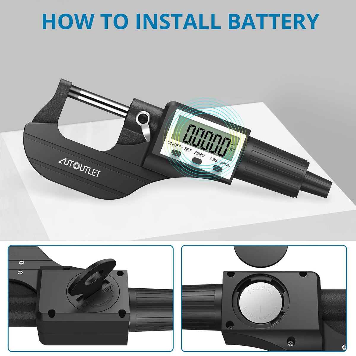 📏 Micrometru Digital AUTOUTLET 0–25mm, 0.001mm, LCD, Cap Oțel Inoxidabil, Mecanism Clichet