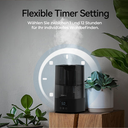 Umidificator Automat Rosekm 4.5L – Ultra Silențios, Senzor de Umiditate, Timer 1–12h, Autonomie până la 40h, Oprire Automată, Duza 360°