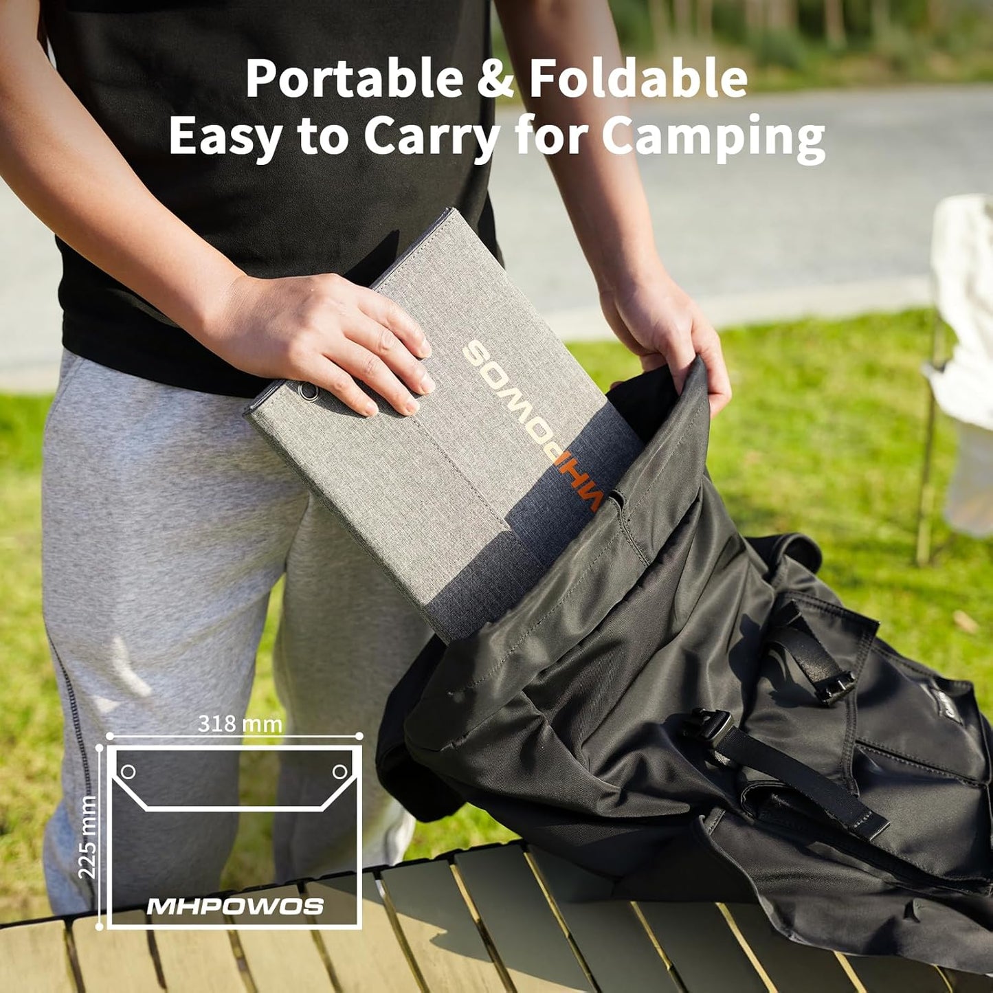 Panou Solar Portabil MHPOWOS 40W – Încărcare USB‑C / USB‑A / DC, Pliabil, Ușor, Waterproof IP65, Ideal pentru Camping & Călătorii