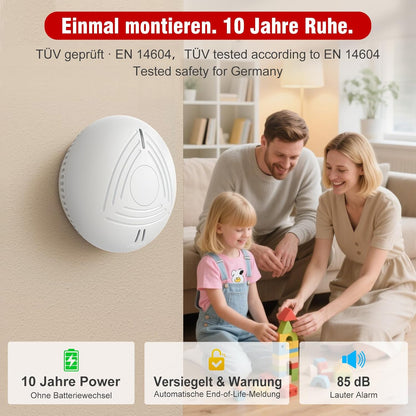 Set 3 Detectoare de Fum DAYTECH – Baterie 10 Ani, Montaj Magnetic, Certificare TÜV Rheinland, Alarmă 85 dB, Test & Mute