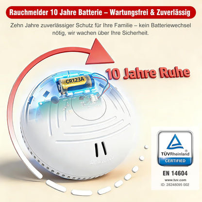 Set 3 Detectoare de Fum DAYTECH – Baterie 10 Ani, Montaj Magnetic, Certificare TÜV Rheinland, Alarmă 85 dB, Test & Mute