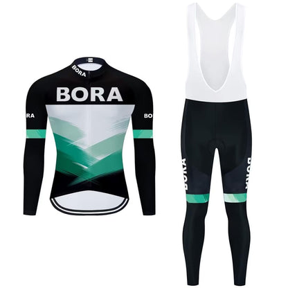 Set Ciclism Bărbați MOXILYN BORA – Jachetă cu Mâneci Lungi + Pantaloni cu Bazon 20D Gel, Respirabil, Uscare Rapidă, Ideal pentru MTB & Șosea