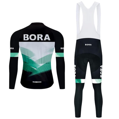 Set Ciclism Bărbați MOXILYN BORA – Jachetă cu Mâneci Lungi + Pantaloni cu Bazon 20D Gel, Respirabil, Uscare Rapidă, Ideal pentru MTB & Șosea
