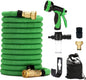 Furtun de grădină extensibil 45m, Latex Triplu, Conectori Metalici, 9 Moduri Jet
