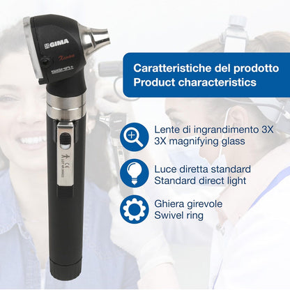 🩺 Otoscop Medical GIMA 31524, 2.5V, Lumină Xenon‑Halogen, Carcasă Rigidă