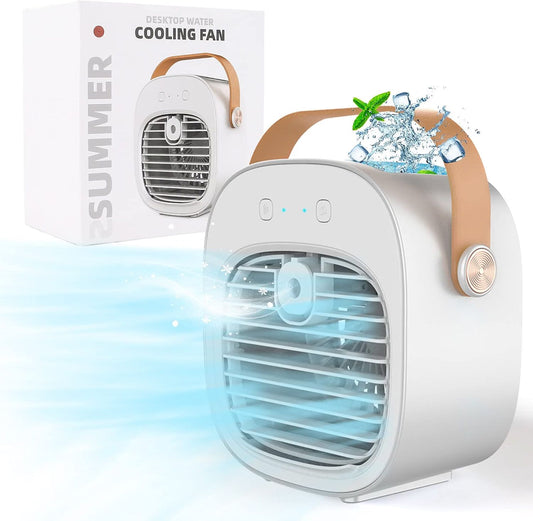 ❄️ Mini Aer Conditioner Portabil 2‑în‑1 cu Umidificare, 4000mAh, 3 Viteze, Rezervor 180ml
