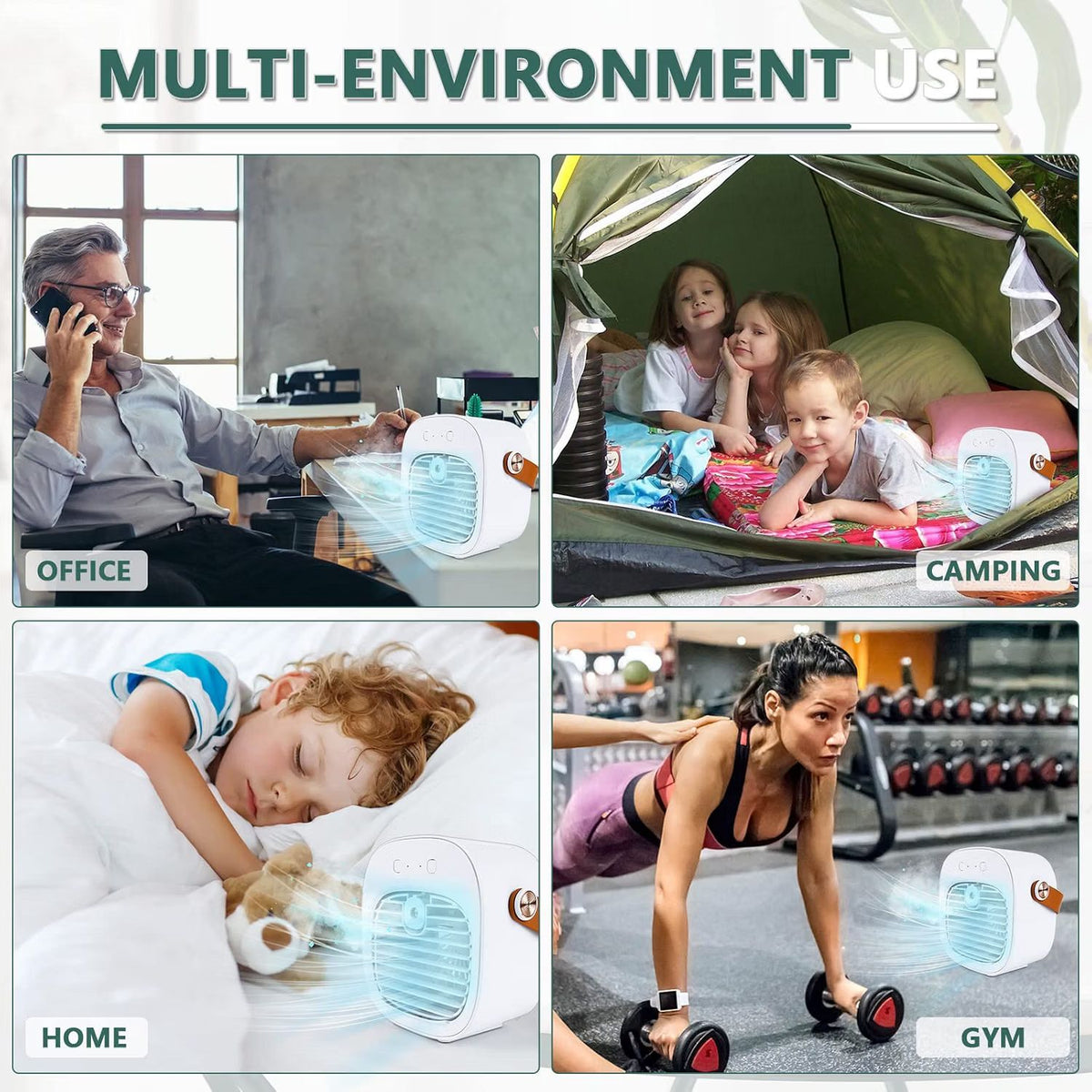 ❄️ Mini Aer Conditioner Portabil 2‑în‑1 cu Umidificare, 4000mAh, 3 Viteze, Rezervor 180ml