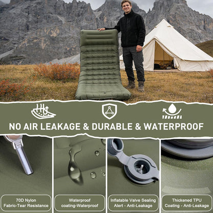 🏕️ Saltea Gonflabilă Camping 14 cm, Extra‑Lată, cu Pompă Integrată, Flaow