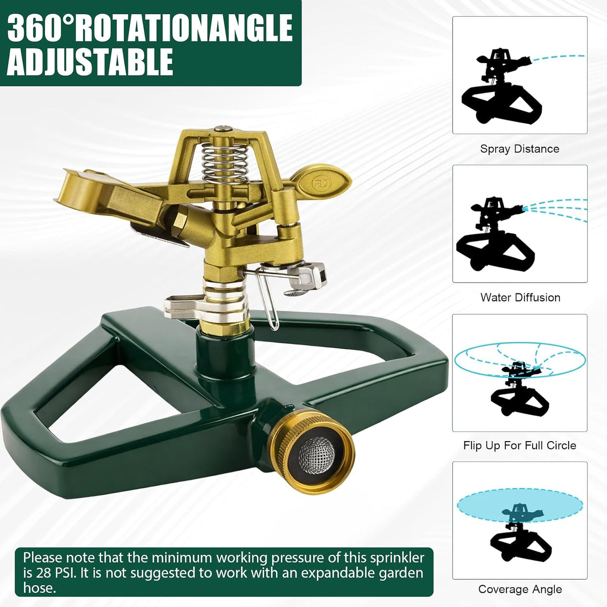 🌿 Irigator/Pulverizator cu bază metalică, 360°