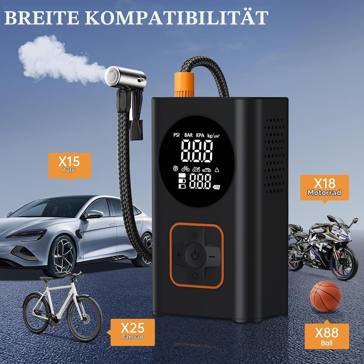 🔧 Compresor Electric Portabil Hisewen, 150 PSI, 4000 mAh