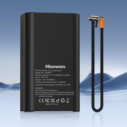 🔧 Compresor Electric Portabil Hisewen, 150 PSI, 4000 mAh