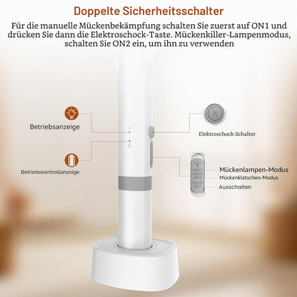 ⚡ Paletă Electrică Anti-Insecte YOUBST 5000V, 2‑în‑1 cu UV & Stație de Încărcare USB‑C