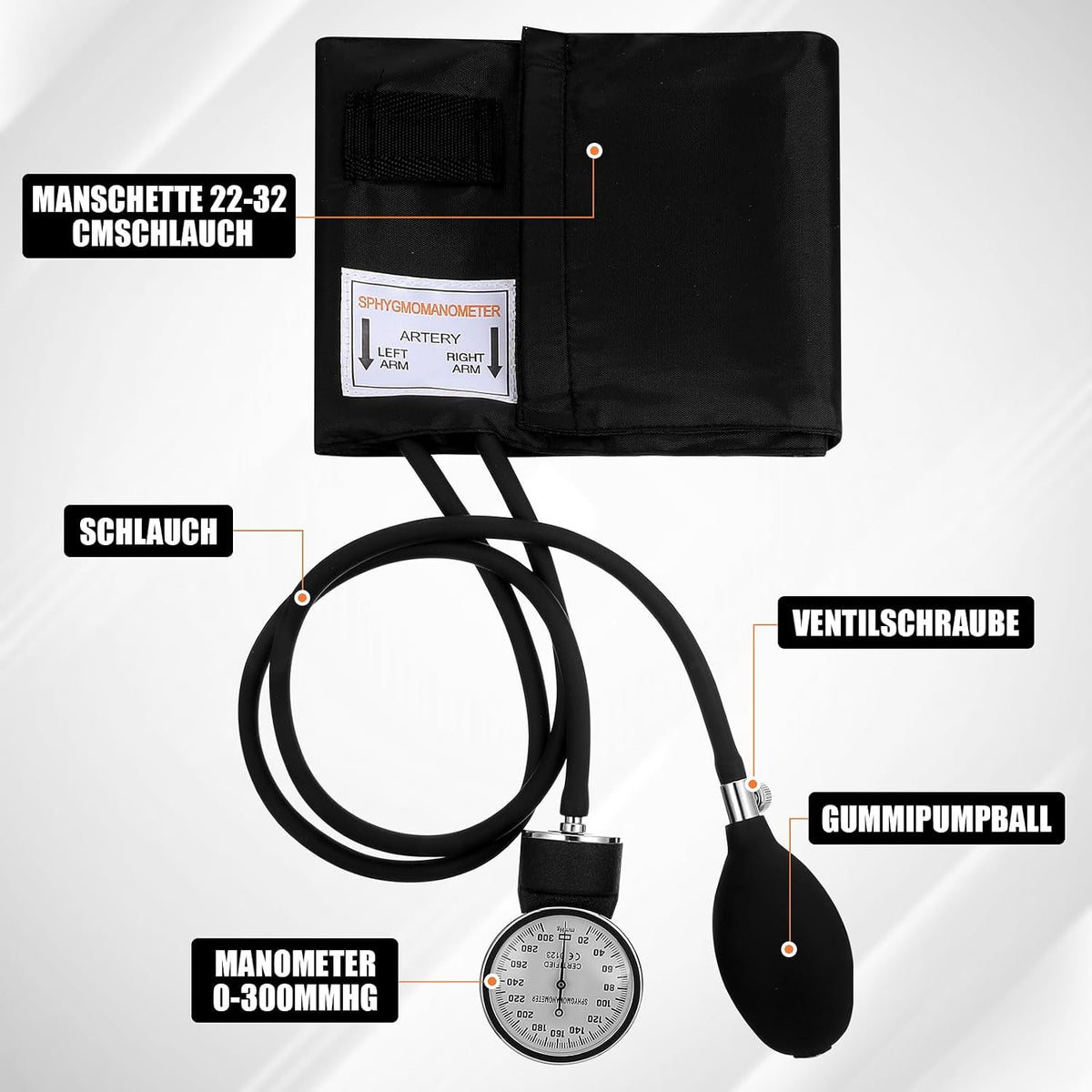 🩺 Aparat Manual de Măsurare a Tensiunii Healifty + Stetoscop, Manșetă 22–32 cm