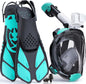 🌊 Masca de Snorkeling Full‑Face Lealinga CO₂‑Safe + Labe + Husă, S/M, Verde/Negru