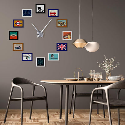 🕒 Set Mecanism & Ace Ceas XXL Lafocuse, Silentios, DIY, Argintiu, Quartz, Pentru Decor Perete