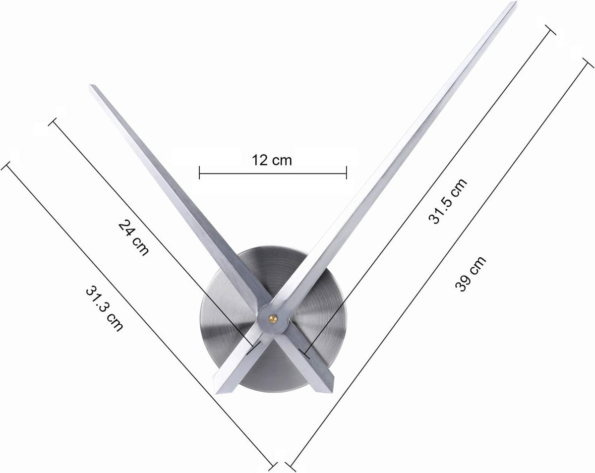 🕒 Set Mecanism & Ace Ceas XXL Lafocuse, Silentios, DIY, Argintiu, Quartz, Pentru Decor Perete