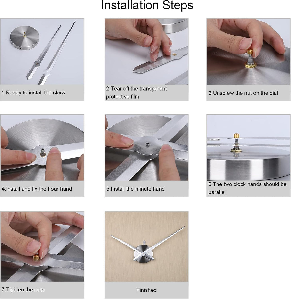 🕒 Set Mecanism & Ace Ceas XXL Lafocuse, Silentios, DIY, Argintiu, Quartz, Pentru Decor Perete