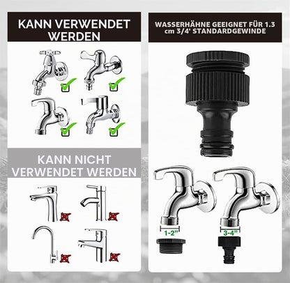 🌿 Furtun de Grădină Extensibil LINGKY 15 m, 7 Funcții, Latex Triplu, Conectori 1/2” & 3/4”, Suport de Perete Inclus