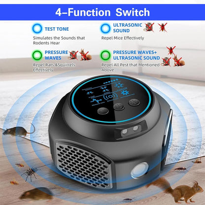 🚫🐭 Repelent Ultrasonic 360° ALLILUYAA, Anti‑Șoareci, Anti‑Gândaci, Anti‑Furnici, Cu LED, Acoperire 300 ft²