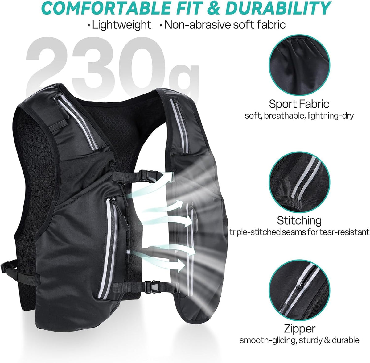 🏃‍♂️ Vestă Hidratantă Trail Running Nextyu, Unisex, Ultra‑Ușoară, 11 Buzunare, 2 Soft Flask 500 ml, Reflectorizantă, Ajustabilă