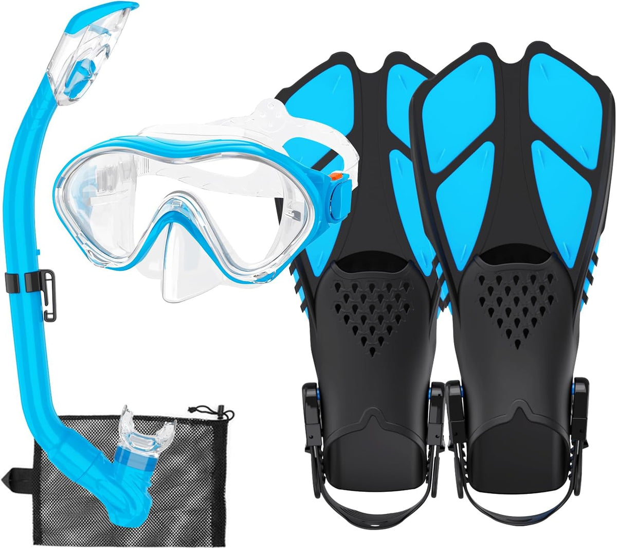 🐠 Set Snorkeling Copii HH HHAO SPORT, Anti‑Leak, Dry‑Top, Masca Tempered Glass, Labe Ajustabile, Albastru