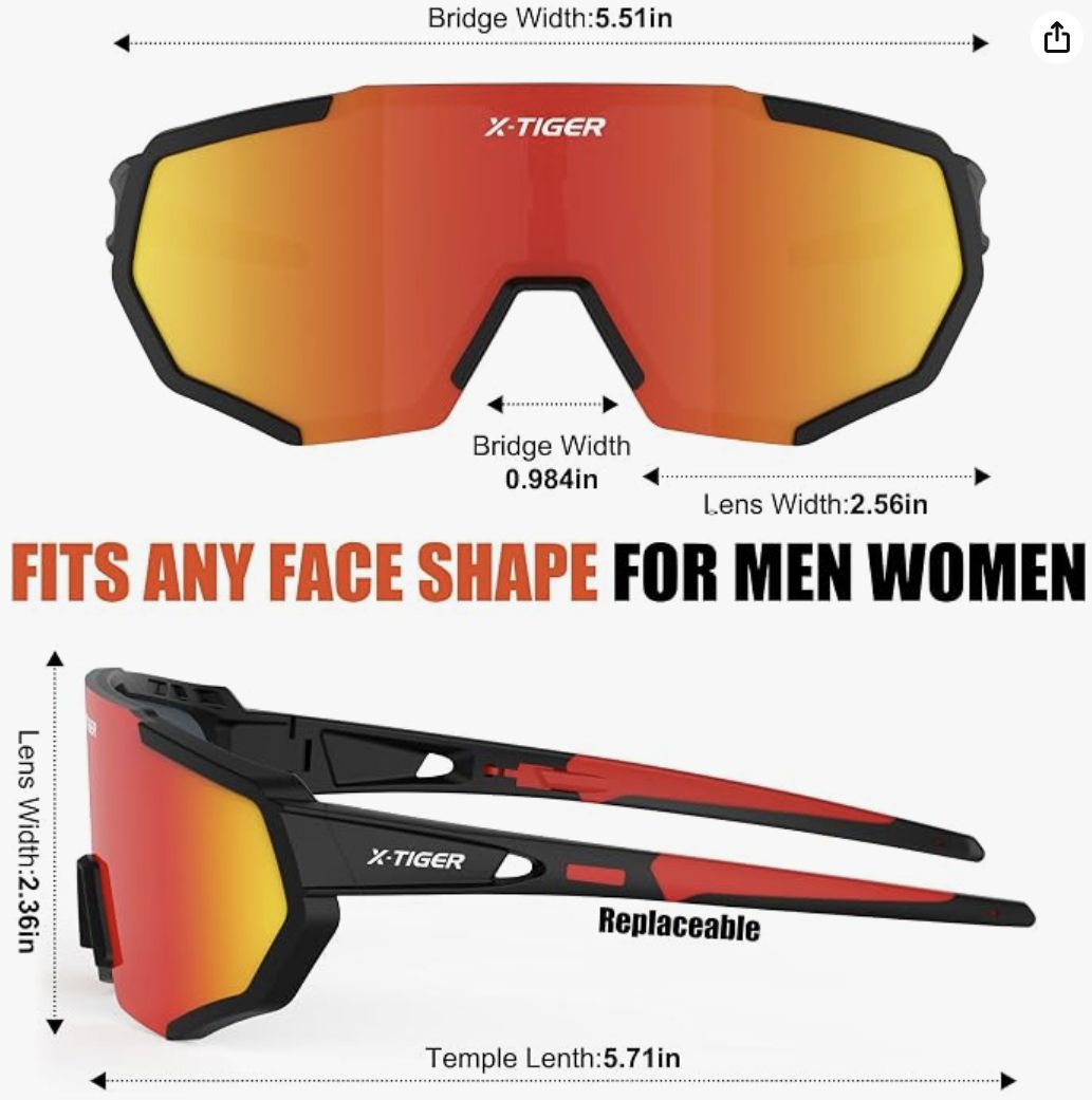 🚴‍♂️ Ochelari Sport X‑TIGER, UV400, 5 Lentile Interșchimbabile, Cadru TR90, Curea & Hook-uri Incluse