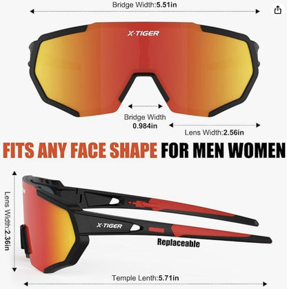 🚴‍♂️ Ochelari Sport X‑TIGER, UV400, 5 Lentile Interșchimbabile, Cadru TR90, Curea & Hook-uri Incluse