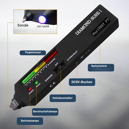 💎 AURIVEE Diamond Tester Pen, Tester Profesional pentru Diamante, Senzor Conductivitate Termică, LED & Buzzer, Detectare Rapidă 0.5s