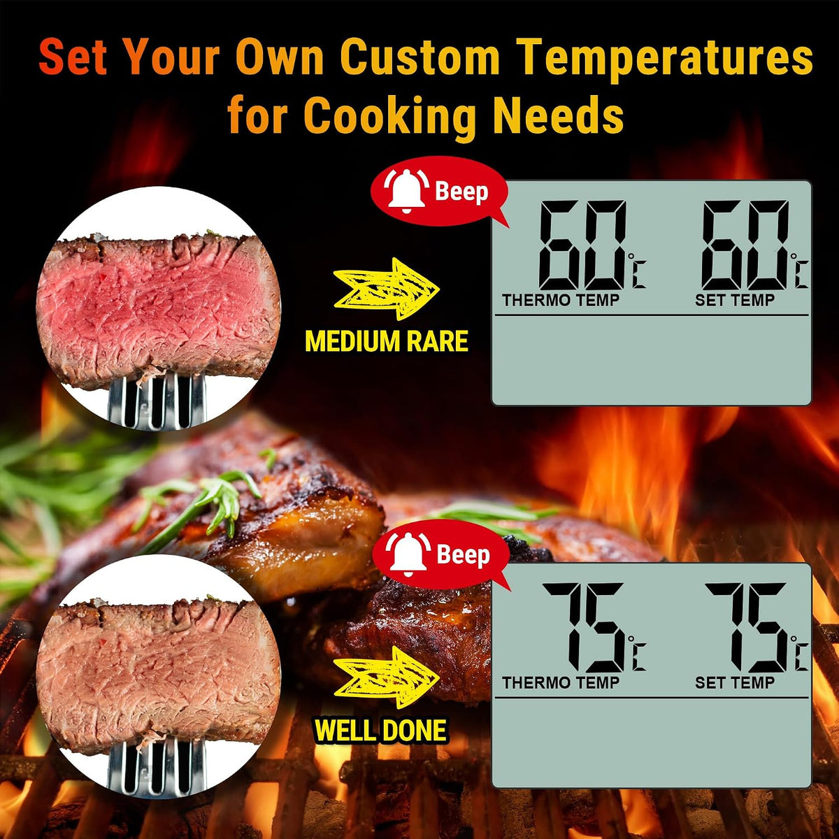 🍖 Termometru Digital pentru Carne TempPro TP16, Sondă Inox, Timer, Alarmă, Acuratețe ±1°C, 0–300°C