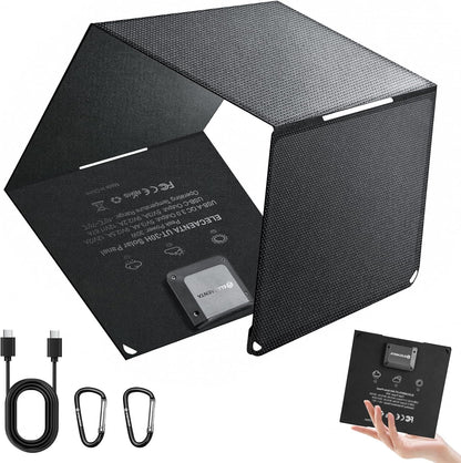 ☀️ Panou Solar Portabil ELECAENTA 30W, HPBC + ETFE, USB‑C PD20W, USB‑A QC3.0, IP68, Ultra‑Ușor 0.5 kg