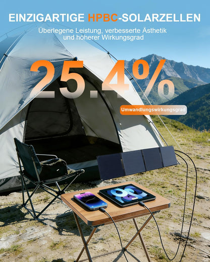 ☀️ Panou Solar Portabil ELECAENTA 30W, HPBC + ETFE, USB‑C PD20W, USB‑A QC3.0, IP68, Ultra‑Ușor 0.5 kg