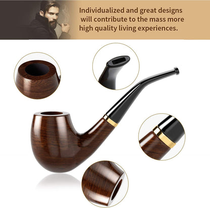 🚬 Set Pipa Tutun DIMJ din Lemn de Păr, Design Curbat Ebony, Accesorii Incluse, Cutie Cadou