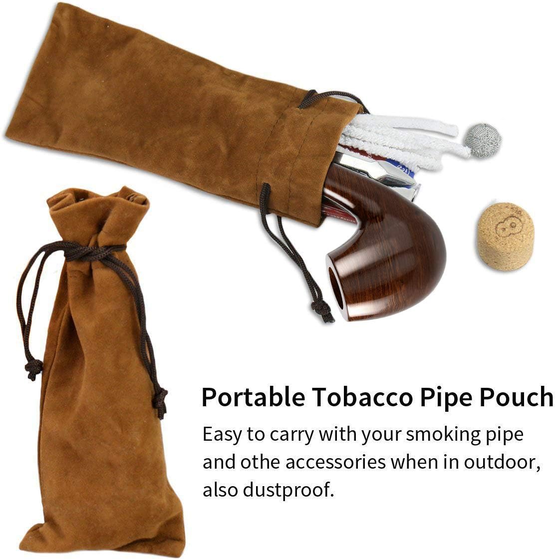 🚬 Set Pipa Tutun DIMJ din Lemn de Păr, Design Curbat Ebony, Accesorii Incluse, Cutie Cadou