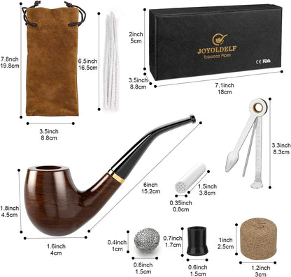 🚬 Set Pipa Tutun DIMJ din Lemn de Păr, Design Curbat Ebony, Accesorii Incluse, Cutie Cadou