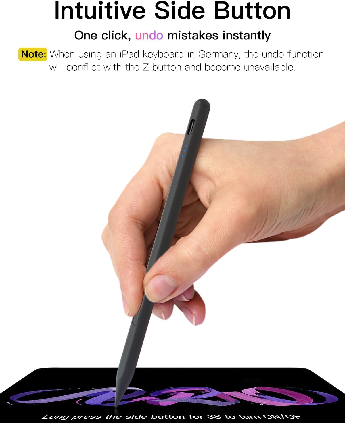 ✏️ Stylus Pen pentru iPad 2018–2026, USB‑C Fast Charge, Palm Rejection, Tilt Sensitivity, Magnetic | KEEPRO