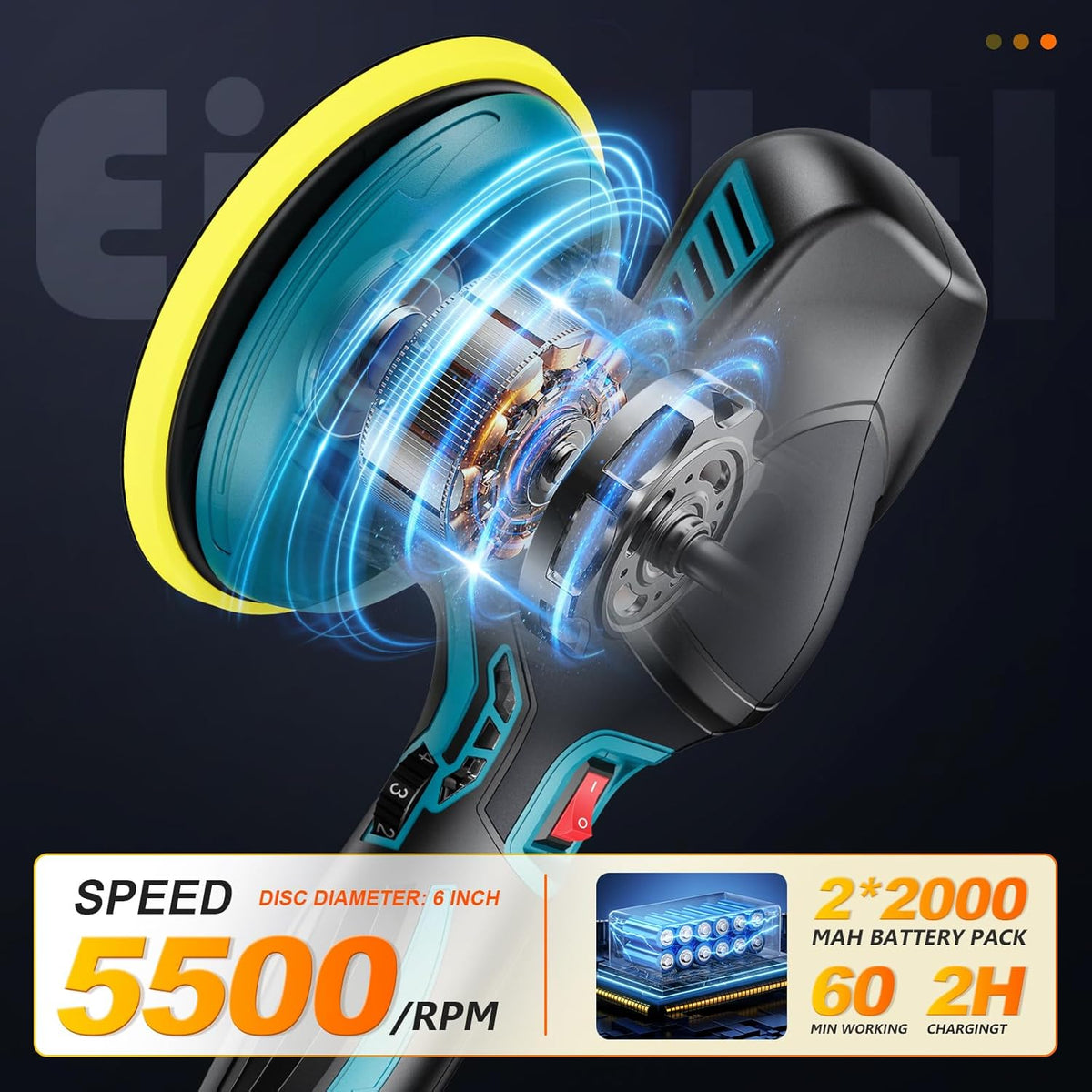 🚗✨ Mașină de Polish Auto Wireless XIAZIR, 150mm, 2×21V Baterii, 6 Viteze, 5500 RPM, Kit 13 Piese