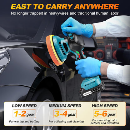 🚗✨ Mașină de Polish Auto Wireless XIAZIR, 150mm, 2×21V Baterii, 6 Viteze, 5500 RPM, Kit 13 Piese