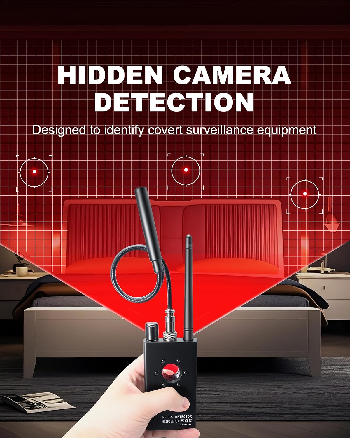 🕵️‍♂️ Detector Camere Ascunse & GPS Tracker Wepai K18, RF/GSM, Laser Lentile, Sensibilitate Ridicată, Portabil