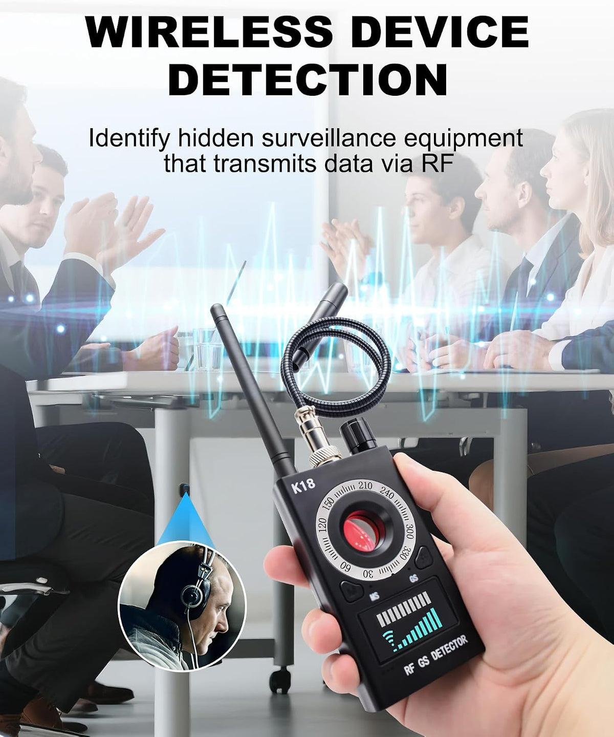 🕵️‍♂️ Detector Camere Ascunse & GPS Tracker Wepai K18, RF/GSM, Laser Lentile, Sensibilitate Ridicată, Portabil