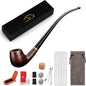 🚬 Pipa Churchwarden Joyoldelf, Lemn de Abanos, Handmade, Set Complet pentru Începători