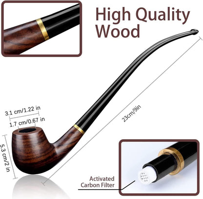 🚬 Pipa Churchwarden Joyoldelf, Lemn de Abanos, Handmade, Set Complet pentru Începători
