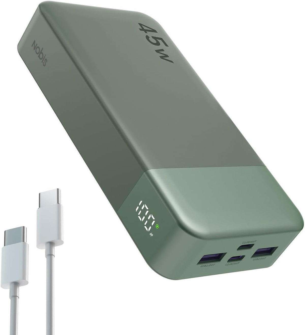 🔋⚡ NOBIS Power Bank 45W Fast Charging, 20000mAh, 4 Porturi, USB‑C PD 3.0, QC 3.0, Afișaj LED