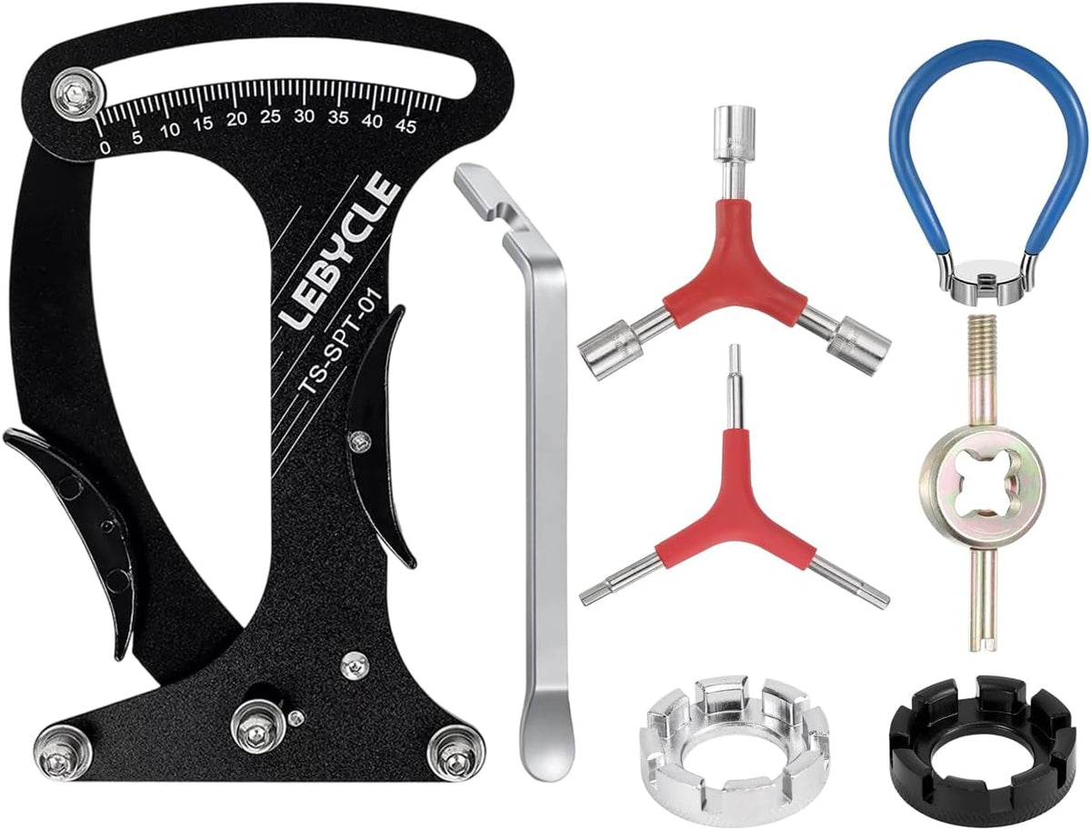 🚴‍♂️🔧 Set 8 Piese Tensiometru Spite Bicicletă, Chei Spite, Unelte Multifuncționale Hanlintk